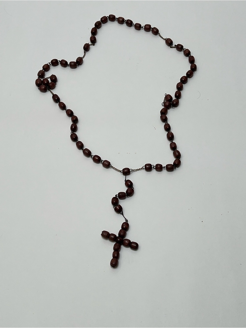 Large Wooden Bead Hanging Rosary Wall Decor with Cross